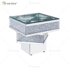 Vxin WXF-158-1 3D Crushed Diamond End Table Silver Mirror Tempered Glass Side Table