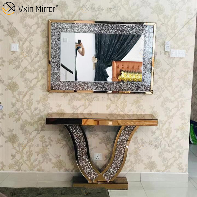 Vxin Mirror Furniture Modern Crushed Diamond Mirror Console Table Table Furniture