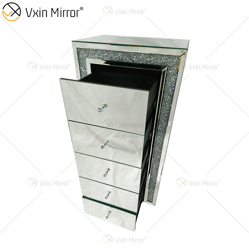 one drawer mirrored bedside table