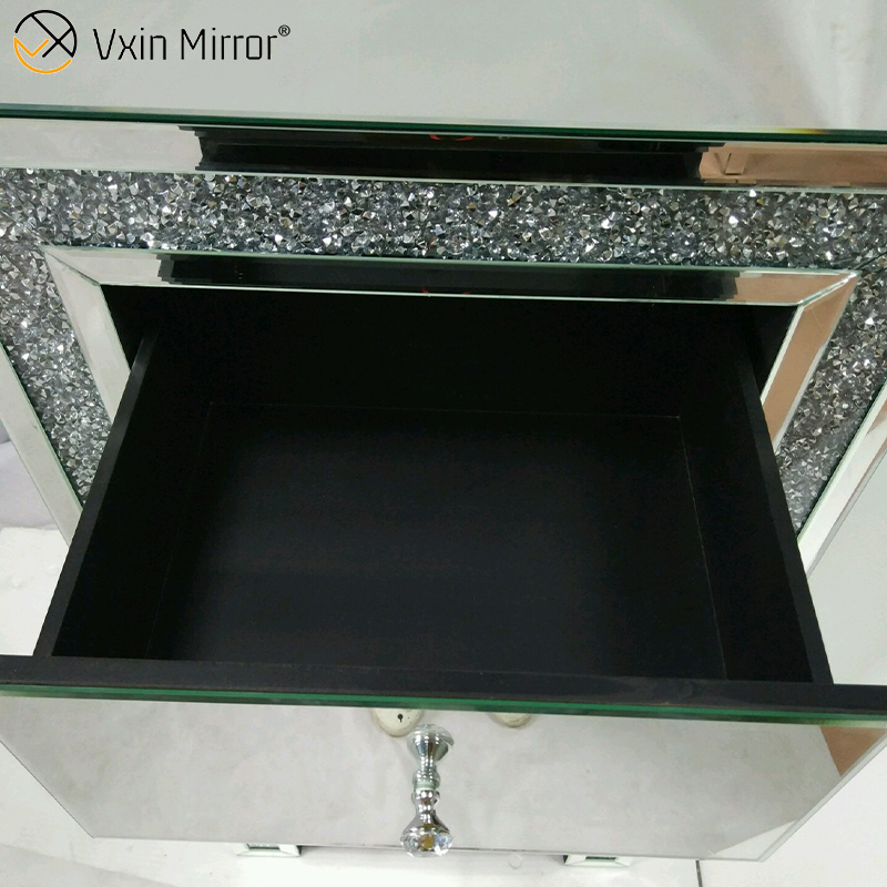 Vxin WXF-265 Several Drawer Tall Boy Silver Crystal Mirror Nightstand Bedside Table Customized Color Mirrored Bedside Table