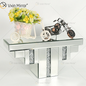 Vxin Factory Supply WXS-007-2 Silver Wall Decor Silver Glass And Crystal Mirror Wall Shelf for Wall