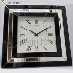 Wholesales China Supply Silver Mirror Square Wall Clock