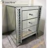 Vxin Crystal Decor WXF-274 Silver Tallboy Crystal Mirror Bedside Table with 3 Drawers Mirror Nightstand