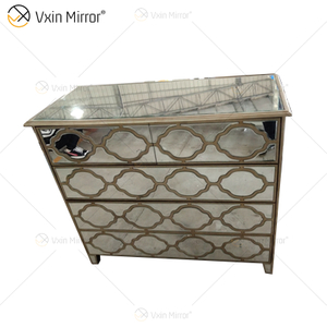 Modern And Contemporary Elkton 3 - Drawer Mirrored Accent Chest 4-Drawer Nightstand Mirrored Bedside Table WXF-672
