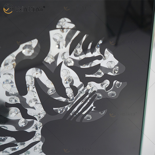 VXin WXMA-22 Home Decor Glass Frame Mirrored Tiger Wall Art Crystal Porcelain Painting Mirror Wall Art