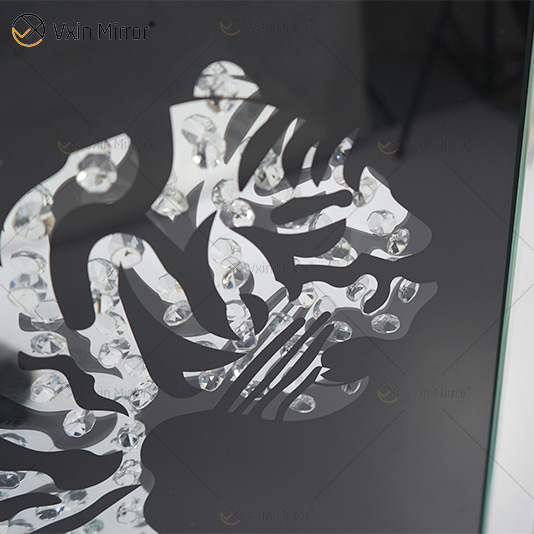 VXin WXMA-22 Home Decor Glass Frame Mirrored Tiger Wall Art Crystal Porcelain Painting Mirror Wall Art