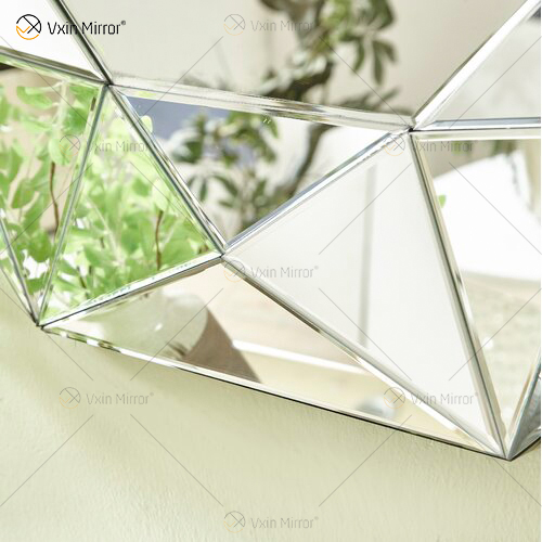 VXin Mirror WXM-1719 Moden Silver Glass 3D Decorative Wall Mirror Home Decor for Living Room Bedroom