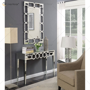 China Supplier Modern Famous Silver Crush Diamond Living Room Glass Console Table
