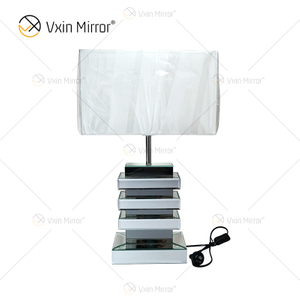 Wholesale WXL-001 Modern Silver Grey Mirrored Lamp Table White Shade For Bedroom Mirror Lamp