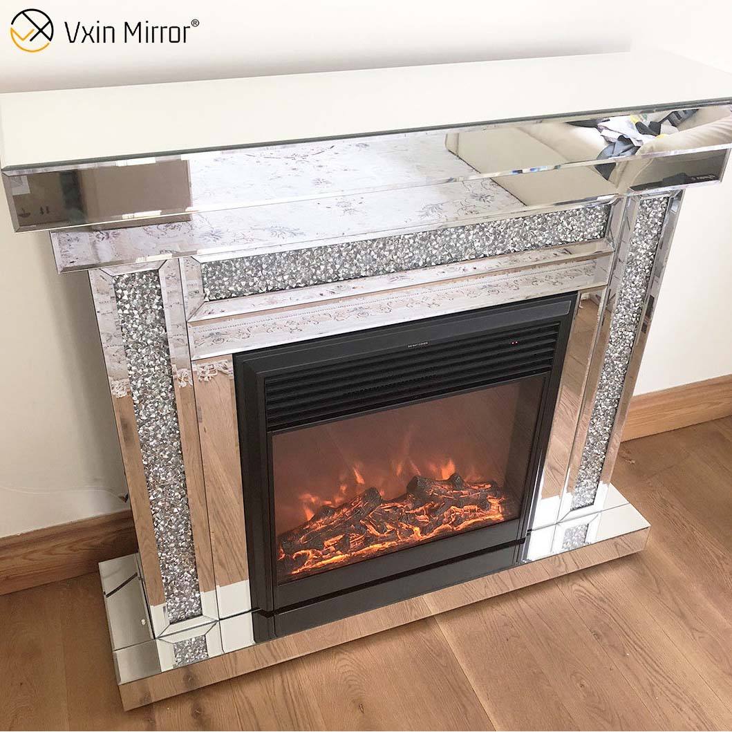 mirrored fireplace surround