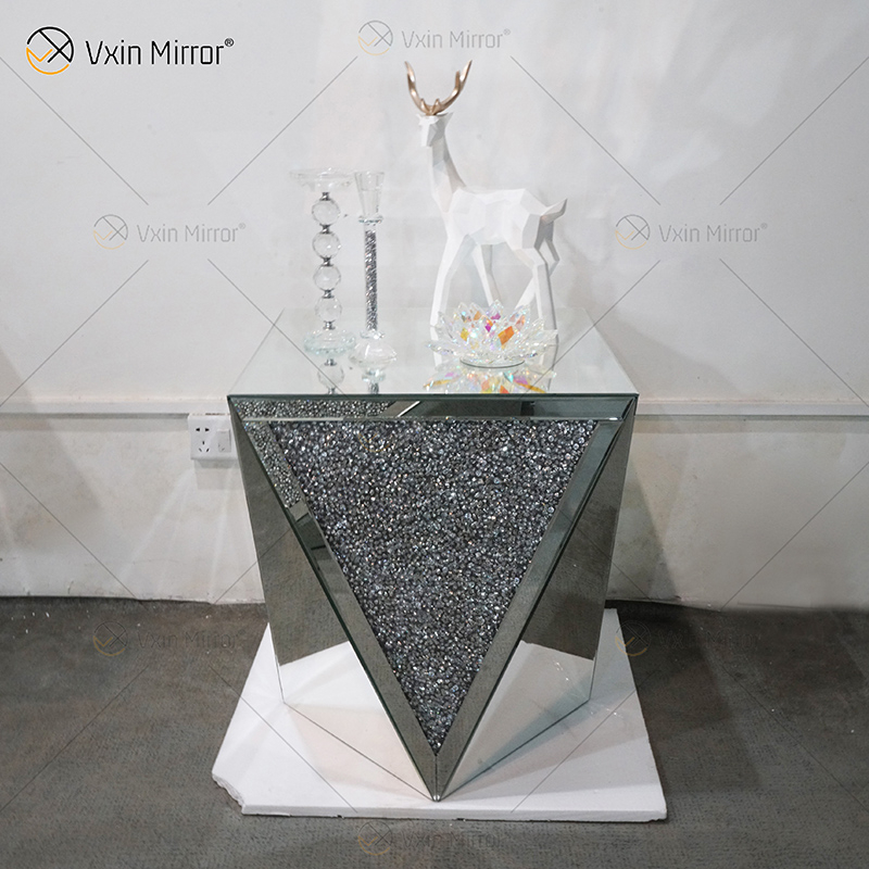 WXF-711-2 Unique Style Different Modern Design Glass Mirrored Coffee Table And Side Table