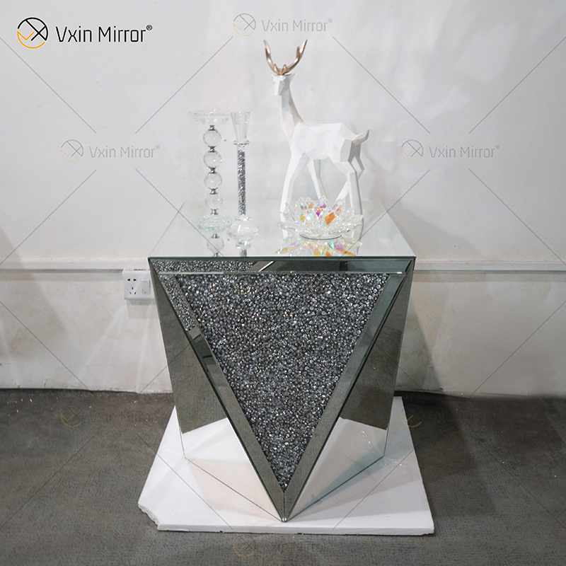 WXF-711-2 Unique Style Different Modern Design Glass Mirrored Coffee Table And Side Table