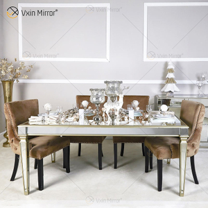 Facoty Supply Dining Table Luxury WXF-0309 Pure Gold Frame Homemade Mirrored Dining Table