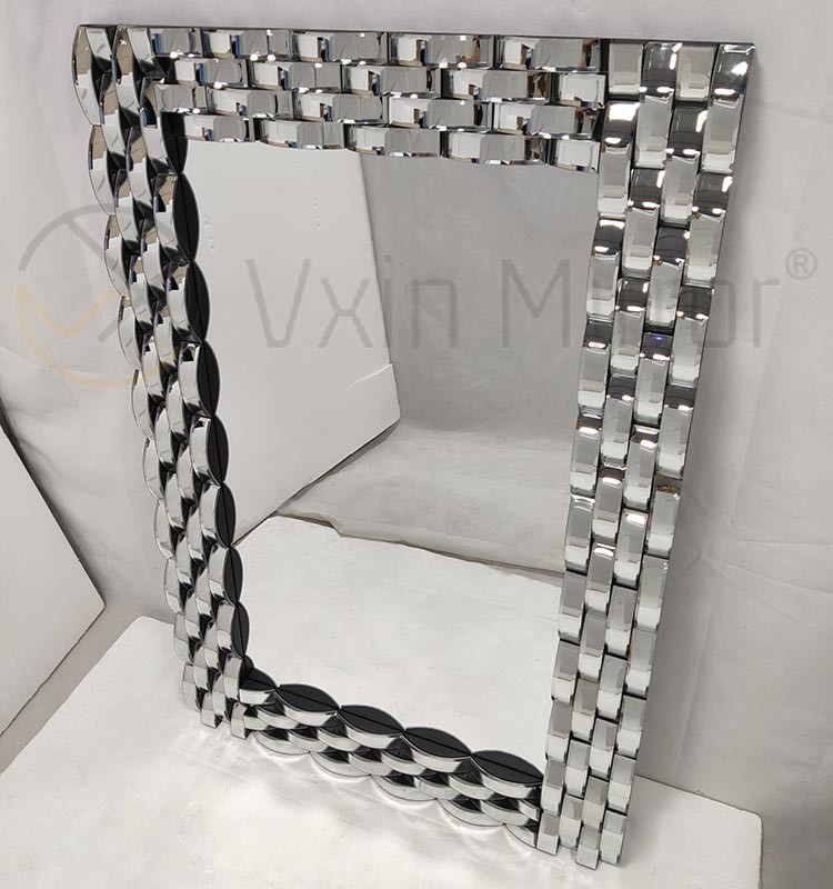 Wall Decoration Silver Curved Glass Wall Hanging Mirror
