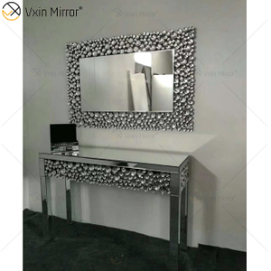 Top Quality Silver And Brown Modern Crystal Diamond Mirrored Console Table Hallway