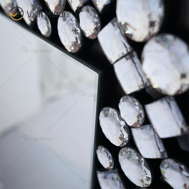 Top Quality Silver And Brown Modern Crystal Diamond Mirrored Console Table Hallway
