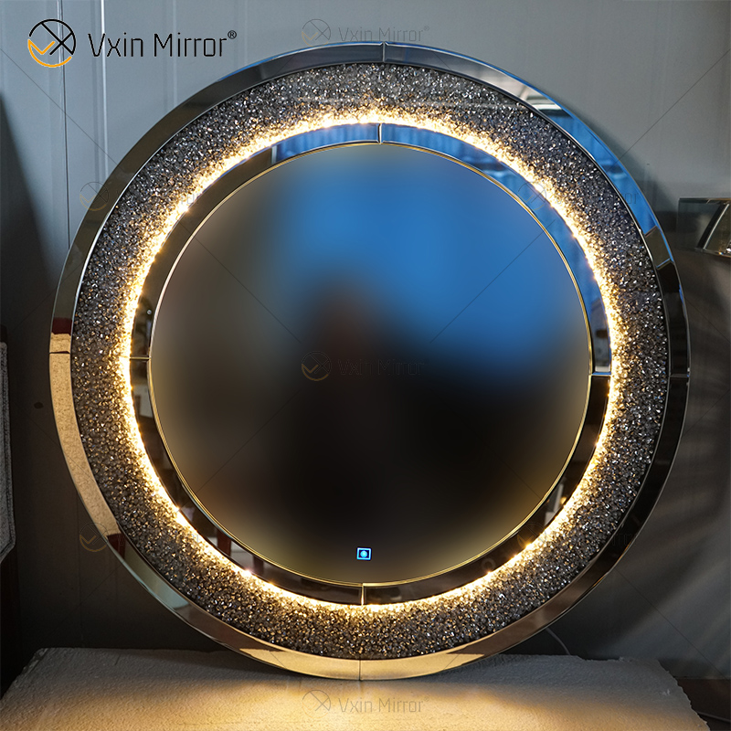 Custom Size 3 Colors LED Mirrored Modern Console Table with Mirror Touch Screen Function