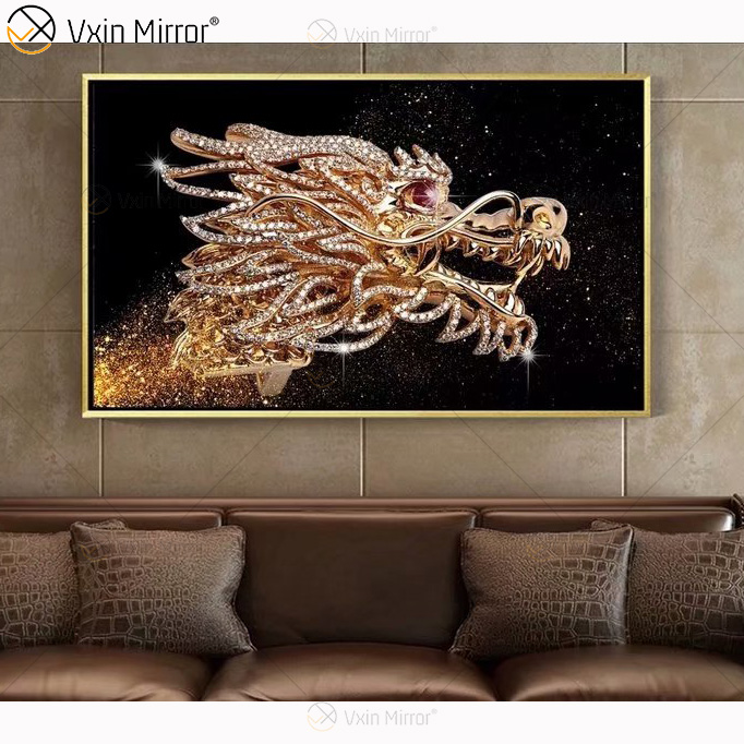 Crystal Porcelain Painting Resin Covered MDF Frame Furniture Decorative Mirror Wall Art