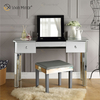 China Supply Modern Silver Dressing Table with Stool 2 Drawers with Full-length Mirror
