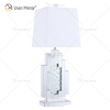 Factory Supply WXTL-144 Modern Silver Crystal Table Mirror Lamp with Lampshade For Bedroom