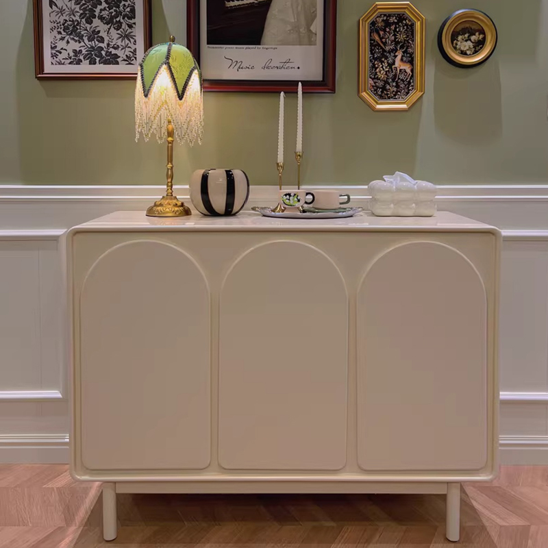 Cream White Wood Storage cabinet